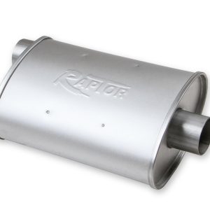 Flow Tech Exhaust Muffler, Raptor ™, 10 Inch Width X 4-1/2 Inch Height Aluminized Steel Case, Single 2-1/2 Inch Center Inlet – 50052FLT