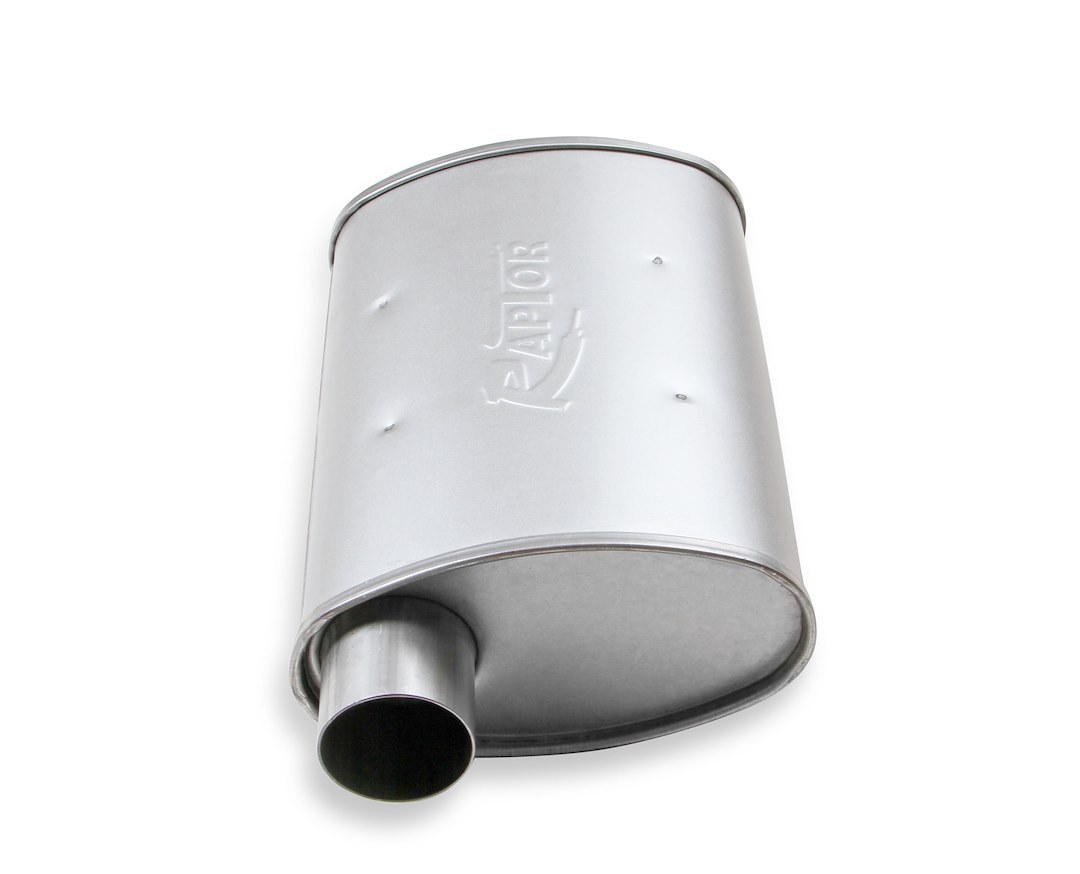 Flow Tech Exhaust Muffler, Raptor ™, 10 Inch Width X 4-1/2 Inch Height Aluminized Steel Case, Single 2-1/2 Inch Center Inlet – 50052FLT