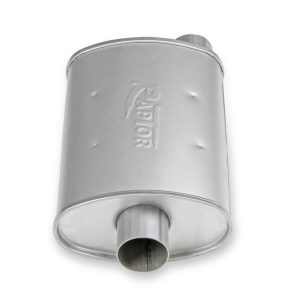 Flow Tech Exhaust Muffler, Raptor ™, 10 Inch Width X 4-1/2 Inch Height Aluminized Steel Case, Single 2-1/2 Inch Center Inlet – 50052FLT