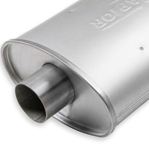 Flow Tech Exhaust Muffler, Raptor ™, 10 Inch Width X 4-1/2 Inch Height Aluminized Steel Case, Single 2-1/2 Inch Center Inlet – 50052FLT