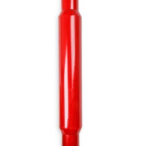 Flow Tech Exhaust Muffler, Red Hots ™, 3-1/2 Inch Diameter Steel Case, Single 2-1/2 Inch Center Inlet, Single 2-1/2 Inch Center Outlet – 50252FLT