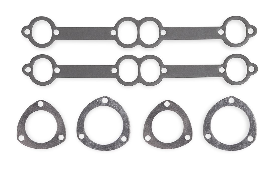Flow Tech Exhaust Header Gasket, P73 Ferroglass, 2 Exhaust Header Flange Gaskets/ 2 Exhaust Header Collector Gaskets, 2-1/2 Inch Port Size – 99161FLT