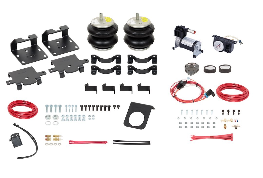 Firestone Ride-Rite Helper Spring Kit, All-IN One ™, Air Spring/ All IN One, Analog, Single Leveling, Frame Mount, 5000 Pound Leveling Capacity – 2825