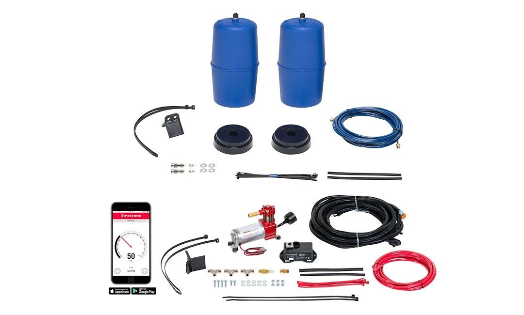 Firestone Ride-Rite Helper Spring Kit, All-IN One ™, Air Spring, Wireless, Frame Mount, Up to 2000 Pound Leveling Capacity – 2838