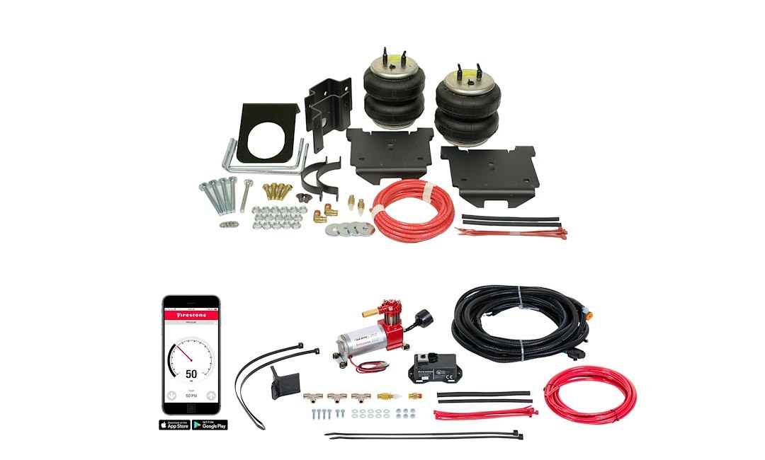Firestone Ride-Rite Helper Spring Kit, All-IN One ™, Air Spring, Wireless, Frame Mount, Up to 5000 Pound Leveling Capacity – 2850
