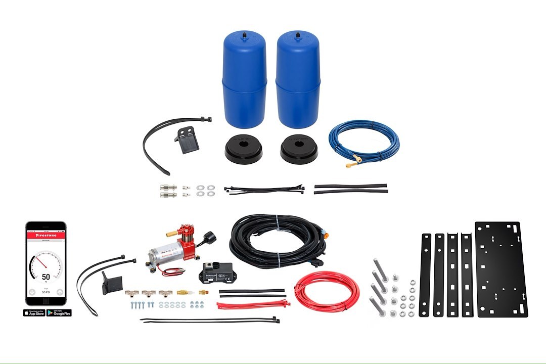 Firestone Ride-Rite Helper Spring Kit, All-IN One™, Air Spring, Wireless, Frame Mount, Up to 2000 Pound Leveling Capacity – 2880