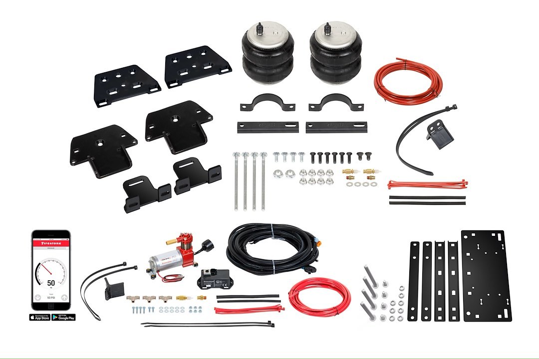 Firestone Ride-Rite Helper Spring Kit, All-IN One™, Air Spring, Wireless, Frame Mount, Up to 5000 Pound Leveling Capacity – 2892