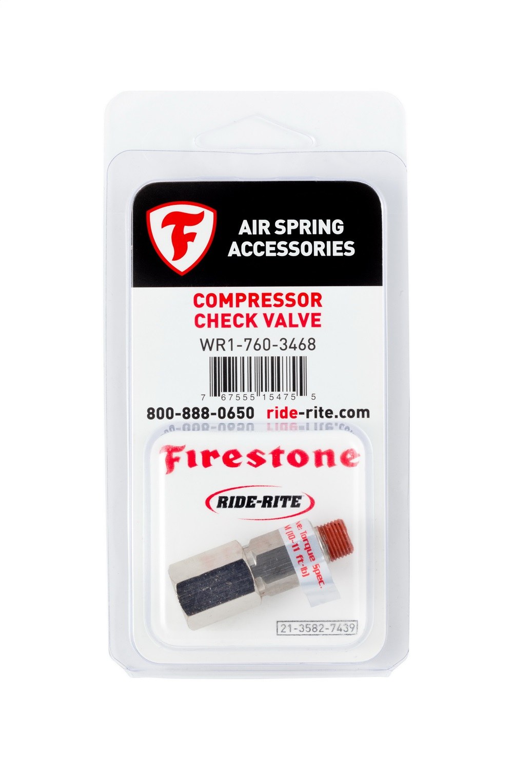 Firestone Ride-Rite Air Line Check Valve, 1/8 NPT Male/Female, Brass, Qty 1 – 3468