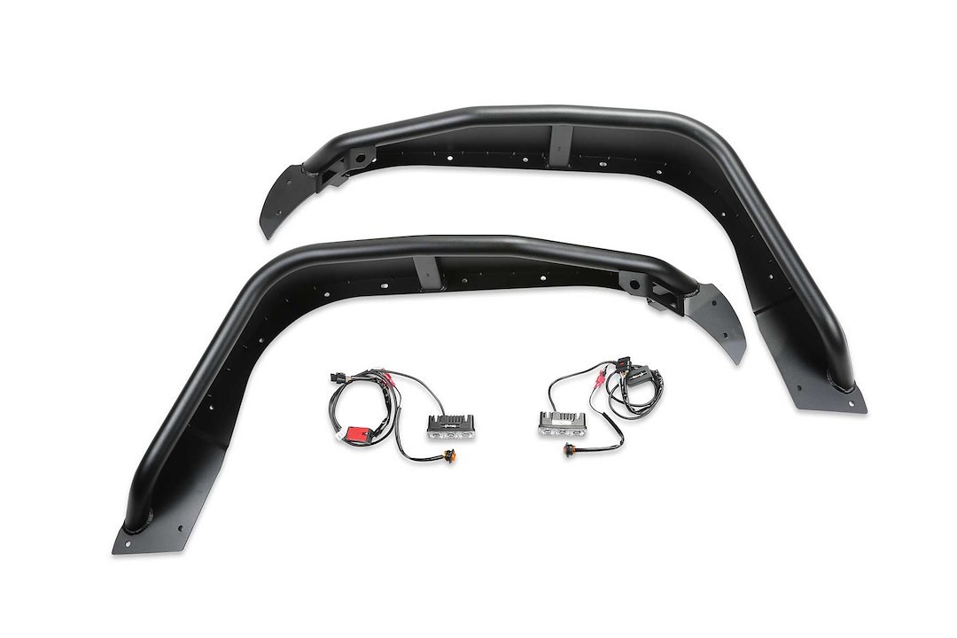 Fabtech Fender Flare, 7-1/2 Inch Width, Black, Steel, Set of 2, With Light Kit – FTS24212