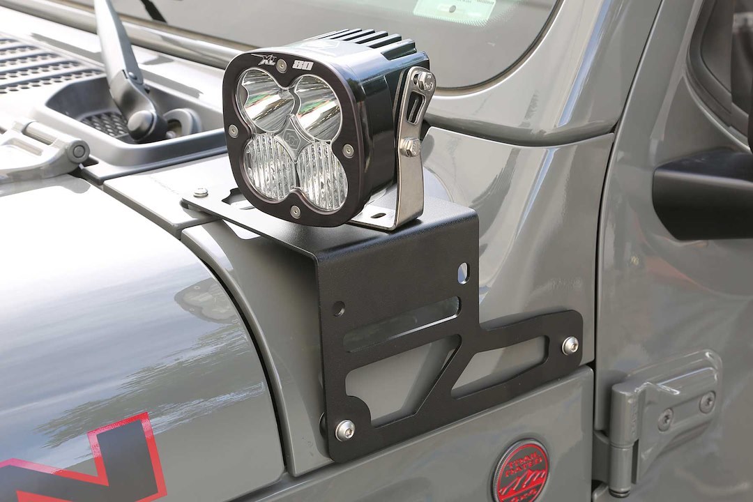 Fabtech Driving/ Fog Light Mounting Bracket, Cowl Mount, Powder Coated, Mounts One Light Each, Black, Steel, Set of 2 – FTS24269