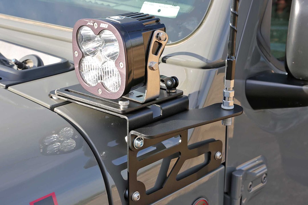 Fabtech Antenna Mount, For Use with Fabtech Adjustable Fog Light Mount, Powder Coated, Black, Steel – FTS24274