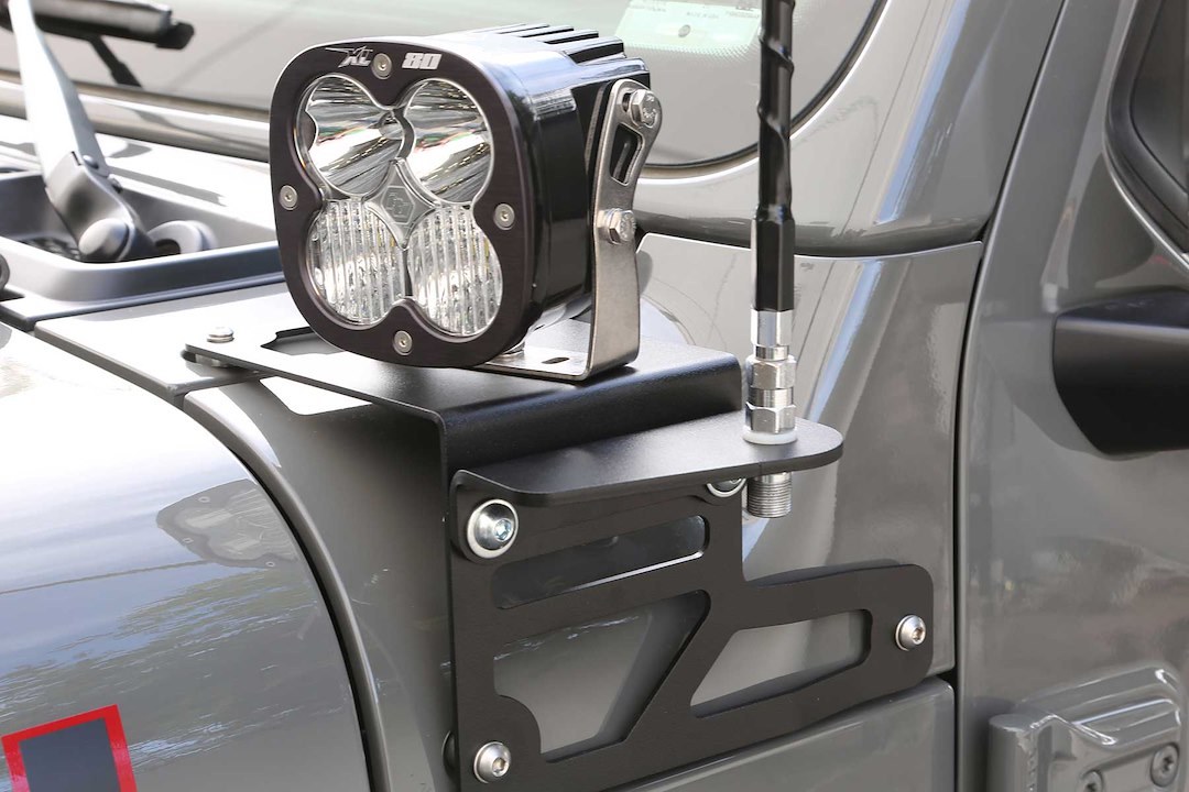 Fabtech Antenna Mount, For Use with Fabtech Fixed Fog Light Mount, Powder Coated, Black, Steel – FTS24298
