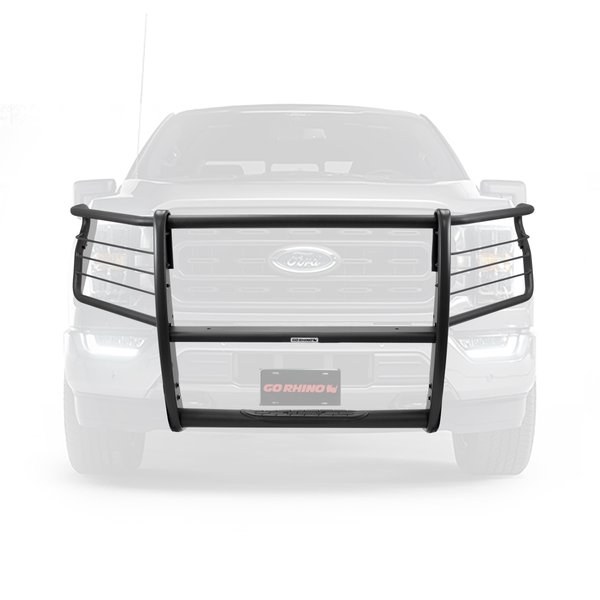 Fabtech Grille Guard, 3100 Series Stepguard, 9-Piece Modular, Textured, Black, Mild Steel, With Brush Guard, Without Skid Plate – FTS88