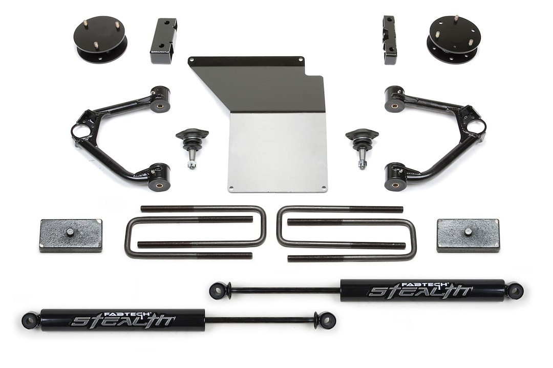 Fabtech Lift Kit Suspension, Stealth Series, 4 Inch Front Lift, 4 Inch Rear Lift, With Rear Stealth Shock Absorbers – K1070M