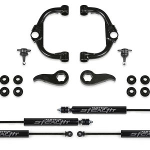 Fabtech Leveling Kit Suspension, 3-1/2 Inch Lift, With Front and Rear Stealth Shock Absorbers, Black Components – K1157M