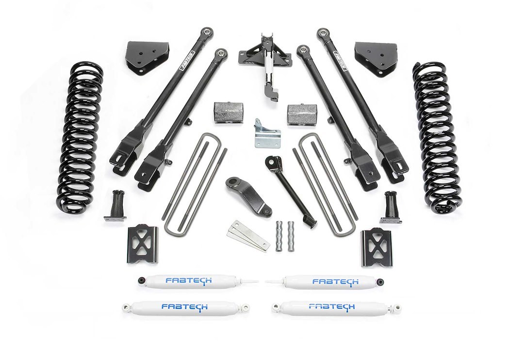 Fabtech Lift Kit Suspension, 4 Link System, 6 Inch Front Lift, 4 Inch Rear Lift, With Front and Rear Performance Shock Absorbers – K20132