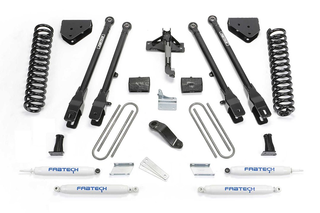 Fabtech Lift Kit Suspension, 4 Link System, 6 Inch Front Lift, 4 Inch Rear Lift, With Front and Rear Performance Shock Absorbers – K2120