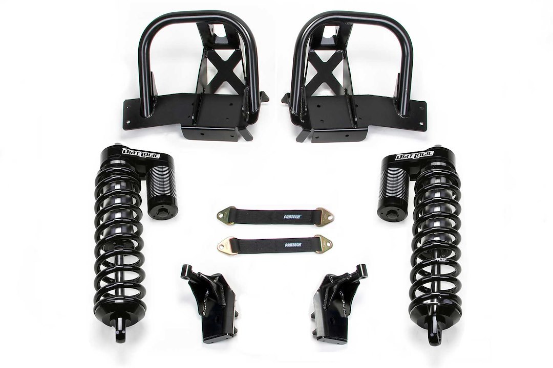 Fabtech Coil Over Shock Absorber, Dirt Logic SS, Non Adjustable Valving, 8 Inch Lift, Single Flat End Coil Spring, Black Spring – K2136DL