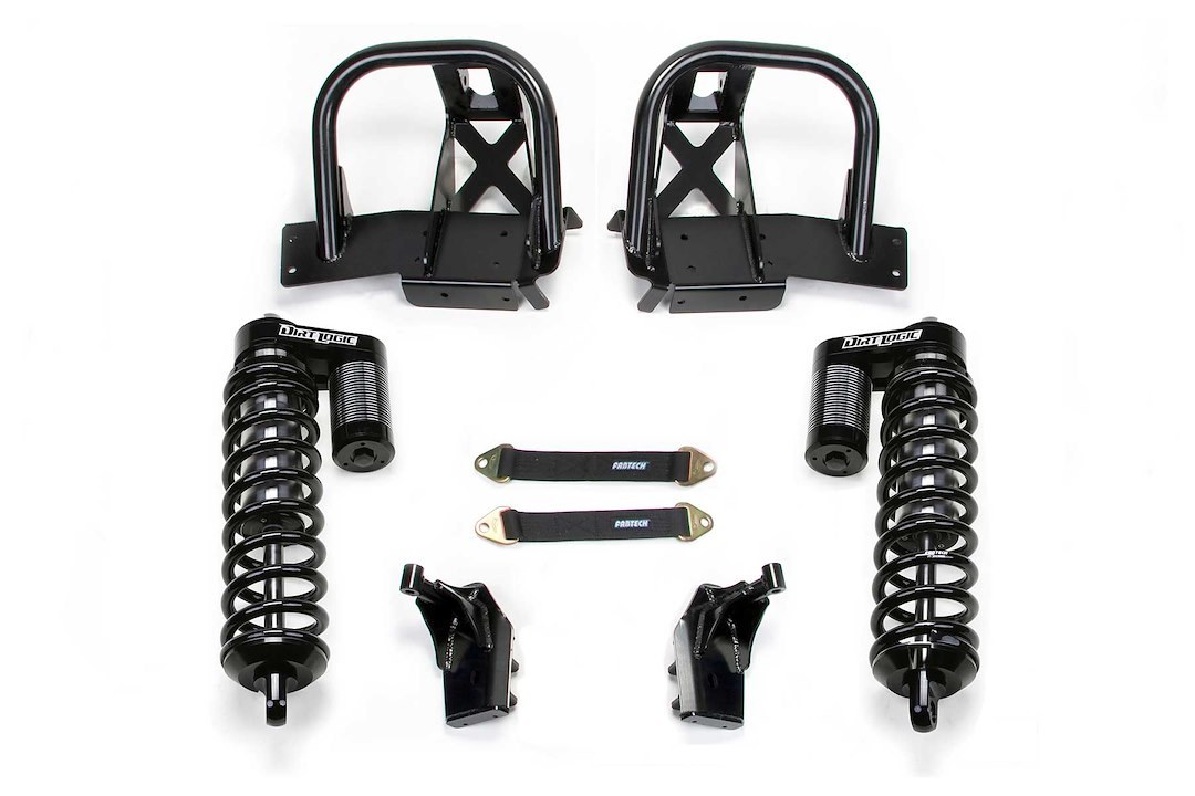 Fabtech Coil Over Shock Absorber, Dirt Logic SS, Non Adjustable Valving, 10 Inch Lift, Single Flat End Coil Spring, Black Spring – K2162DL