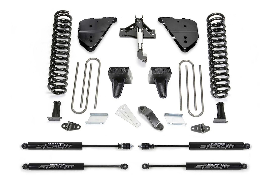 Fabtech Lift Kit Suspension, Basic System, 6 Inch Front Lift, 6 Inch Rear Lift, With Front and Rear Stealth Shock Absorbers IN Kit – K2412M