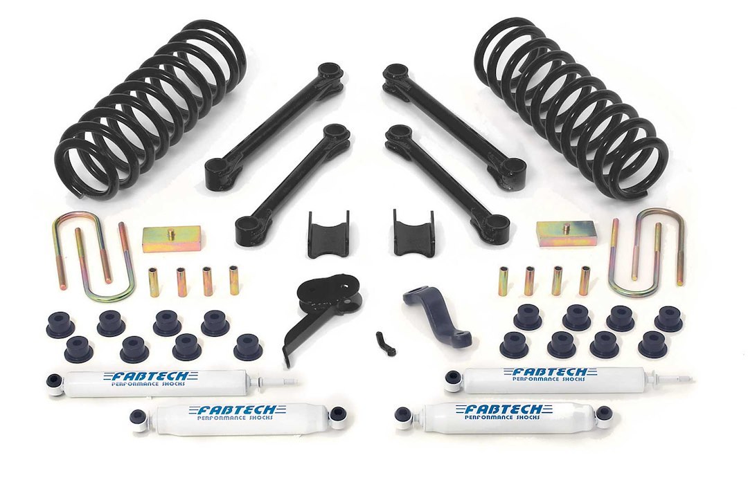 Fabtech Lift Kit Suspension, Performance System, 4-1/2 Inch Front Lift, 4-1/2 Inch Rear Lift, With Front and Rear Performance Shock Absorbers – K3006