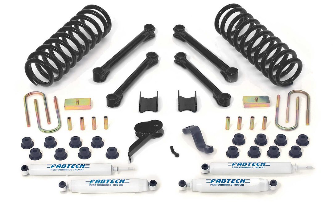 Fabtech Lift Kit Suspension, Performance System, 4-1/2 Inch Front Lift, 4-1/2 Inch Rear Lift, With Front and Rear Performance Shock Absorbers – K3037