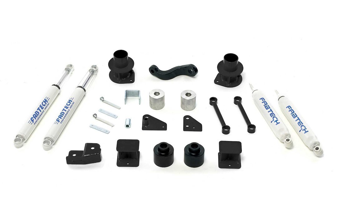 Fabtech Lift Kit Suspension, Basic System, 3 Inch Front Lift, 3 Inch Rear Lift, With Front and Rear Performance Shock Absorbers – K4037