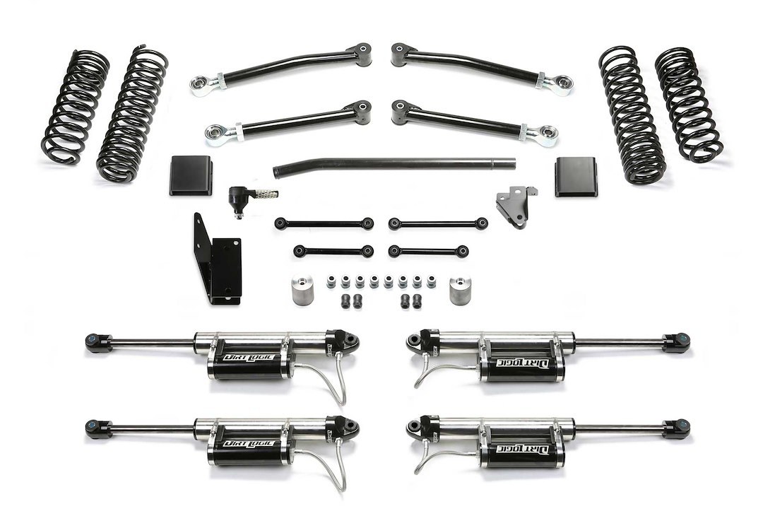 Fabtech Lift Kit Suspension, 3 Inch Front Lift, 3 Inch Rear Lift, With Front and Rear Dirt Logic Reservoir Shock Absorbers IN Kit – K4196DL