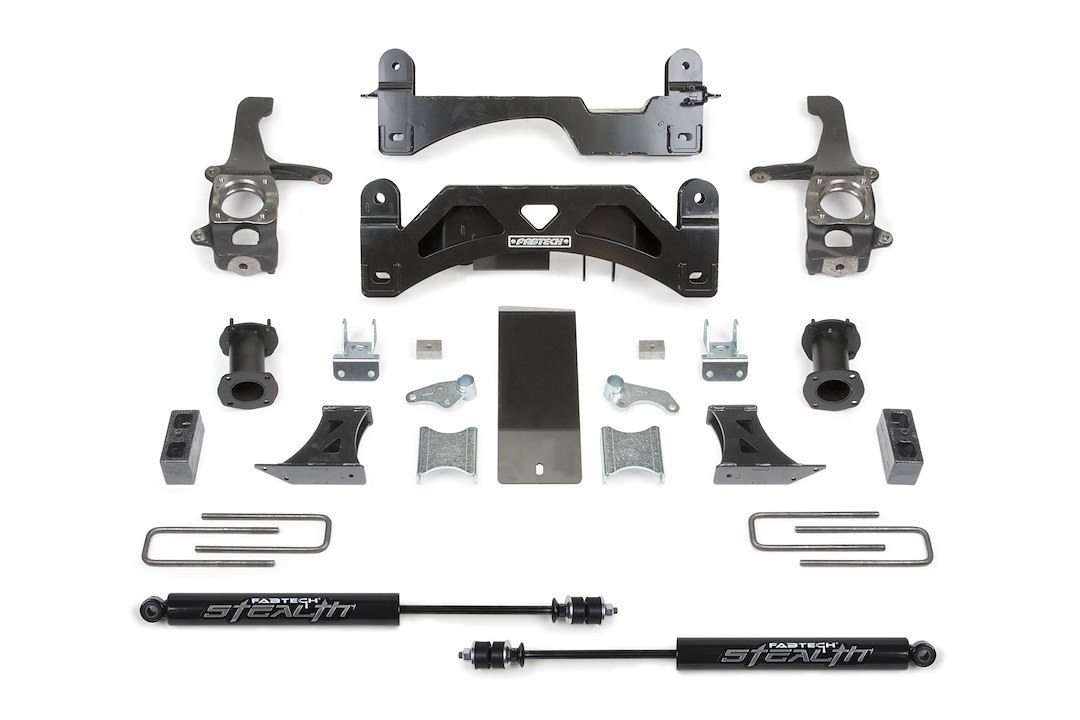 Fabtech Lift Kit Suspension, Stealth, 6 Inch Front Lift, 3 Inch Rear Lift, With Rear Stealth Shock Absorbers IN Kit – K7054M