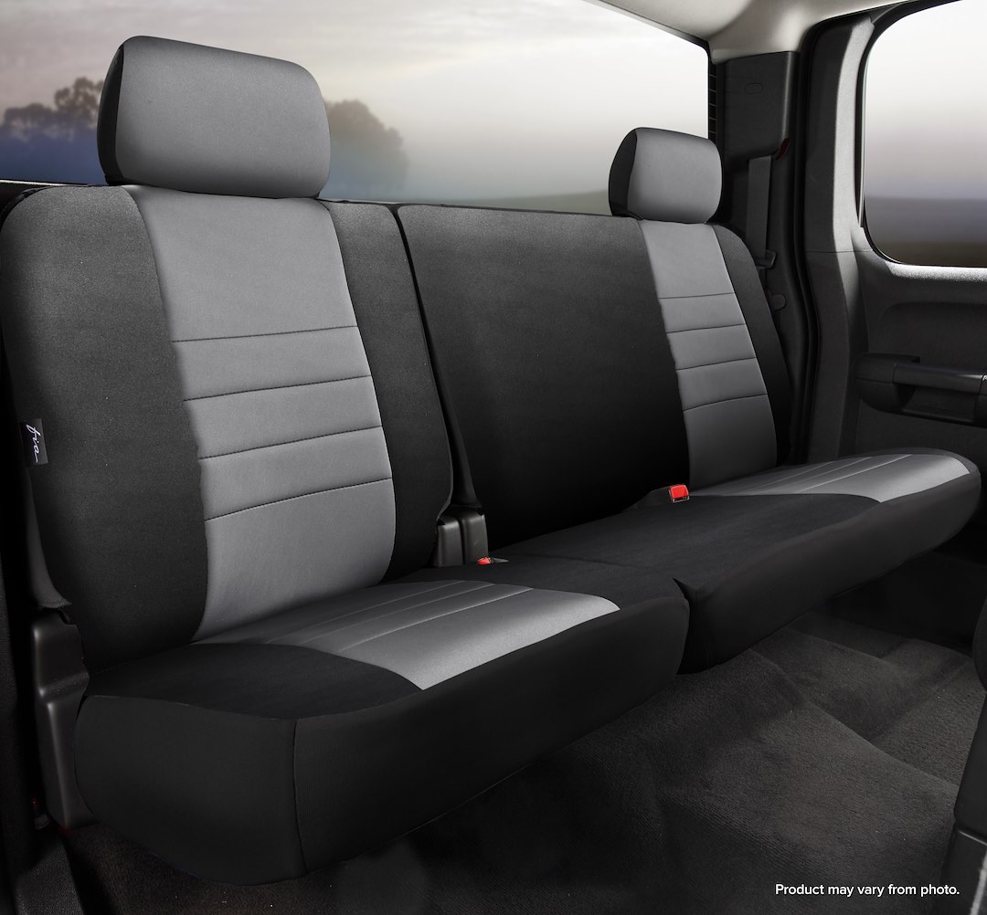 FIA Seat Cover, Neo™, 60 Driver/ 40 Passenger Split Seat with Adjustable Headrests, Neoprene, Gray, For One Row – NP95-10 GRAY