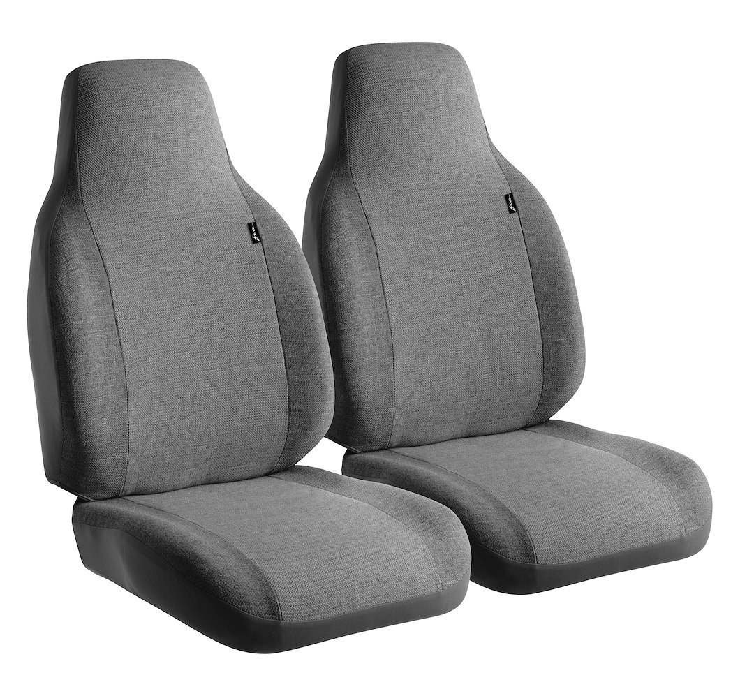 FIA Seat Cover, Oe™, Bucket Seat with Adjustable Headrest, Tweed, Gray, Set of 2 – OE301 GRAY