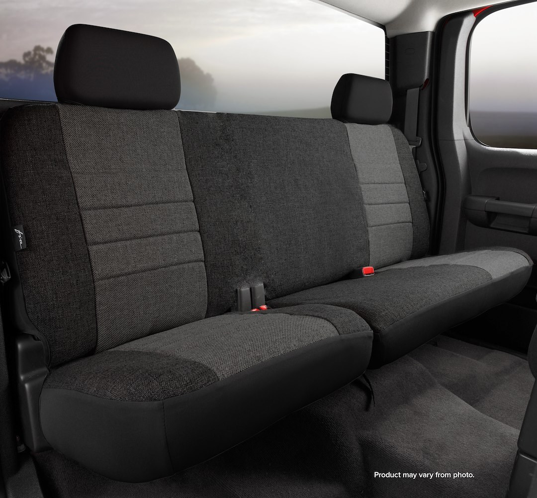 FIA Seat Cover, Oe™, 60 Driver/ 40 Passenger Split Cushion Bench with Adjustable Headrests, Tweed, Charcoal, For One Row – OE32-67 CHARC