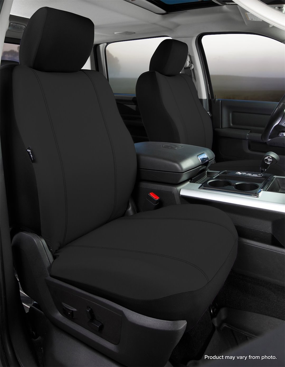 FIA Seat Cover, Seat Protector, Bucket Seat with Adjustable Headrests, Polyester, Black, Set of 2 – SP87-71 BLACK