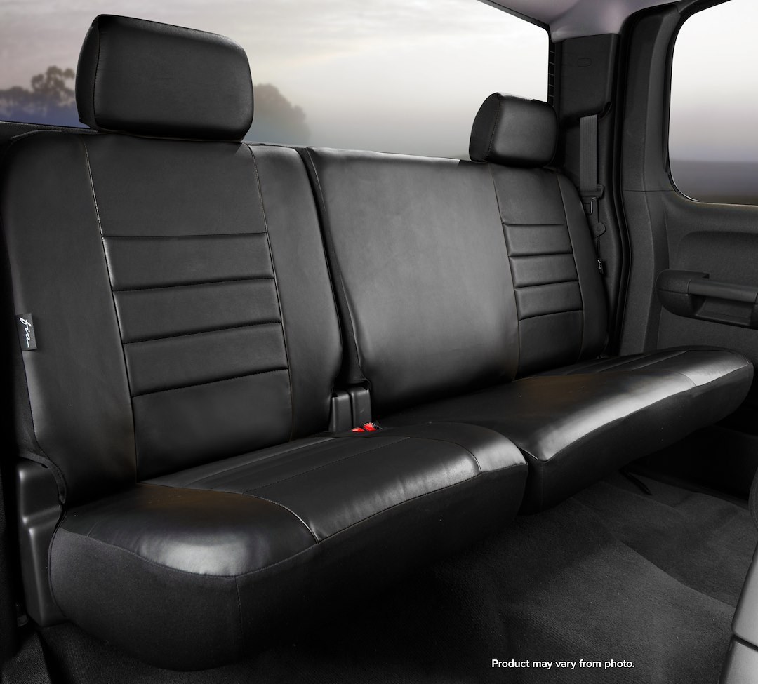FIA Seat Cover, SL60 Series Leatherlite, 60 Driver/ 40 Passenger Split Bench with Adjustable Headrests, Simulated Leather – SL62-38 BLK/BLK