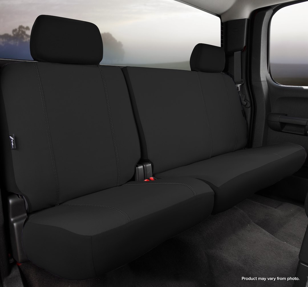 FIA Seat Cover, SP80 Series, 60 Driver/ 40 Passenger Split Bench with Adjustable Headrests, Polycotton, Charcoal Black, For One Row – SP82-37 BLACK