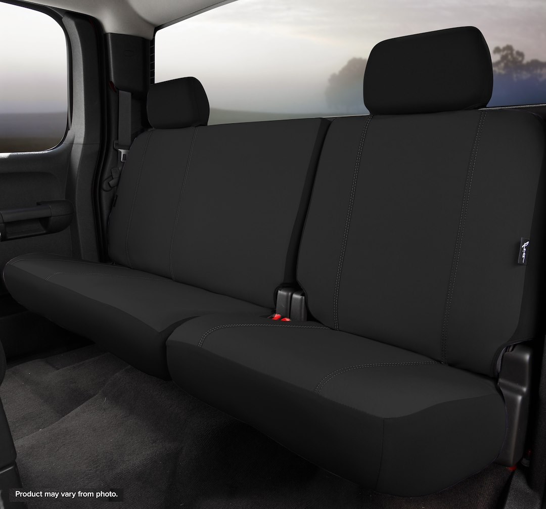 FIA Seat Cover, SP80 Series, 40 Driver/ 60 Passenger Split Bench with Adjustable Headrests, Polycotton, Charcoal Black, For One Row – SP82-60 BLACK