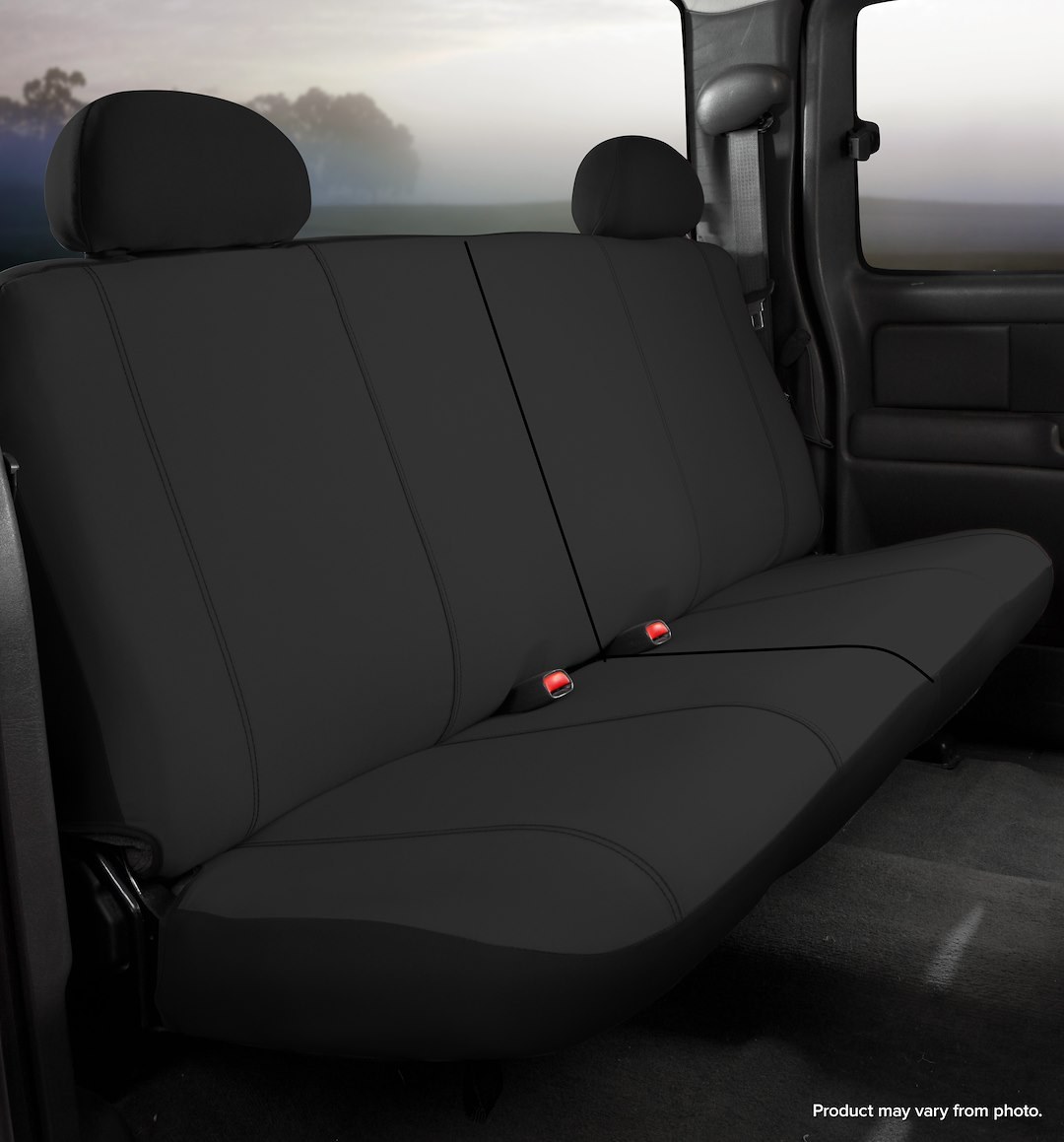 FIA Seat Cover, Seat Protector, 50 Driver/ 50 Passenger Split Seat with Adjustable Headrests, Polyester, Black, For One Row – SP85-13 BLACK