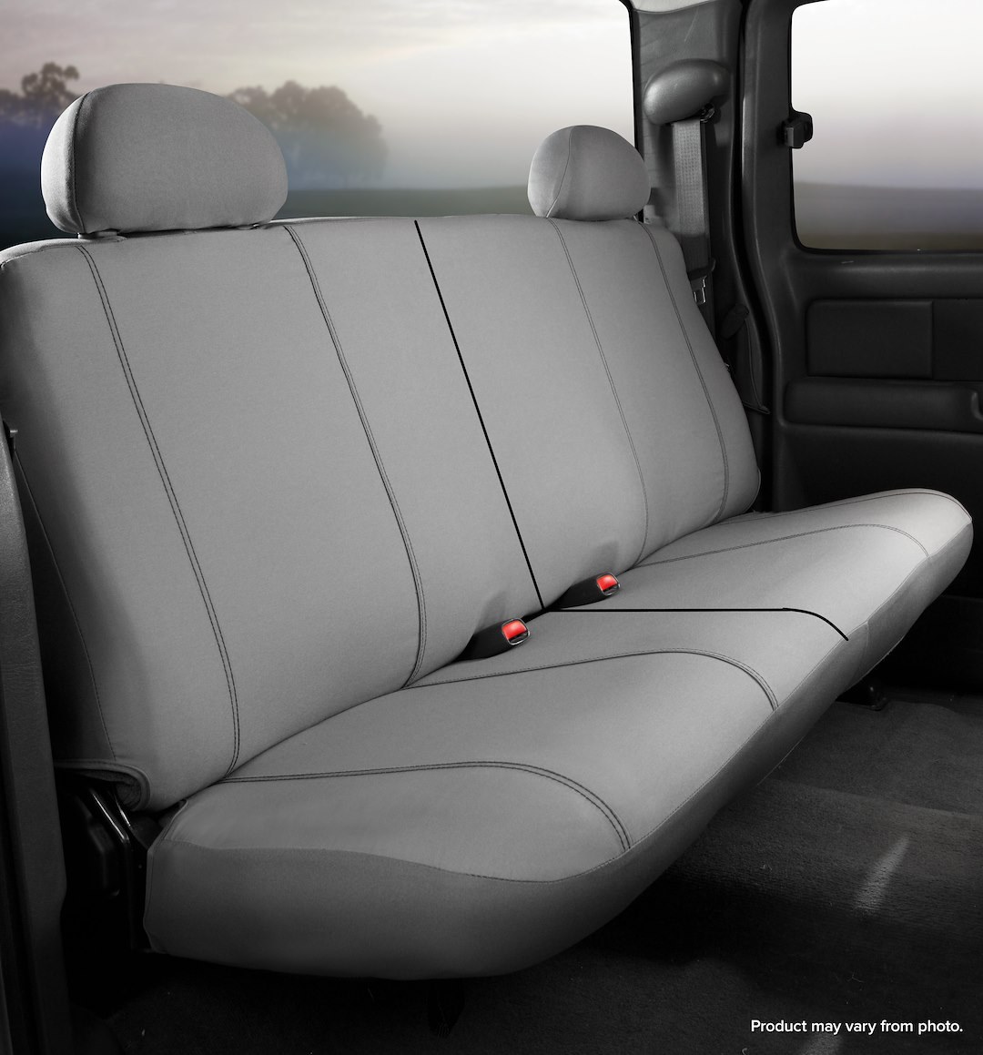 FIA Seat Cover, Seat Protector, 50 Driver/ 50 Passenger Split Seat with Adjustable Headrests, Polyester, Gray, For One Row – SP85-13 GRAY