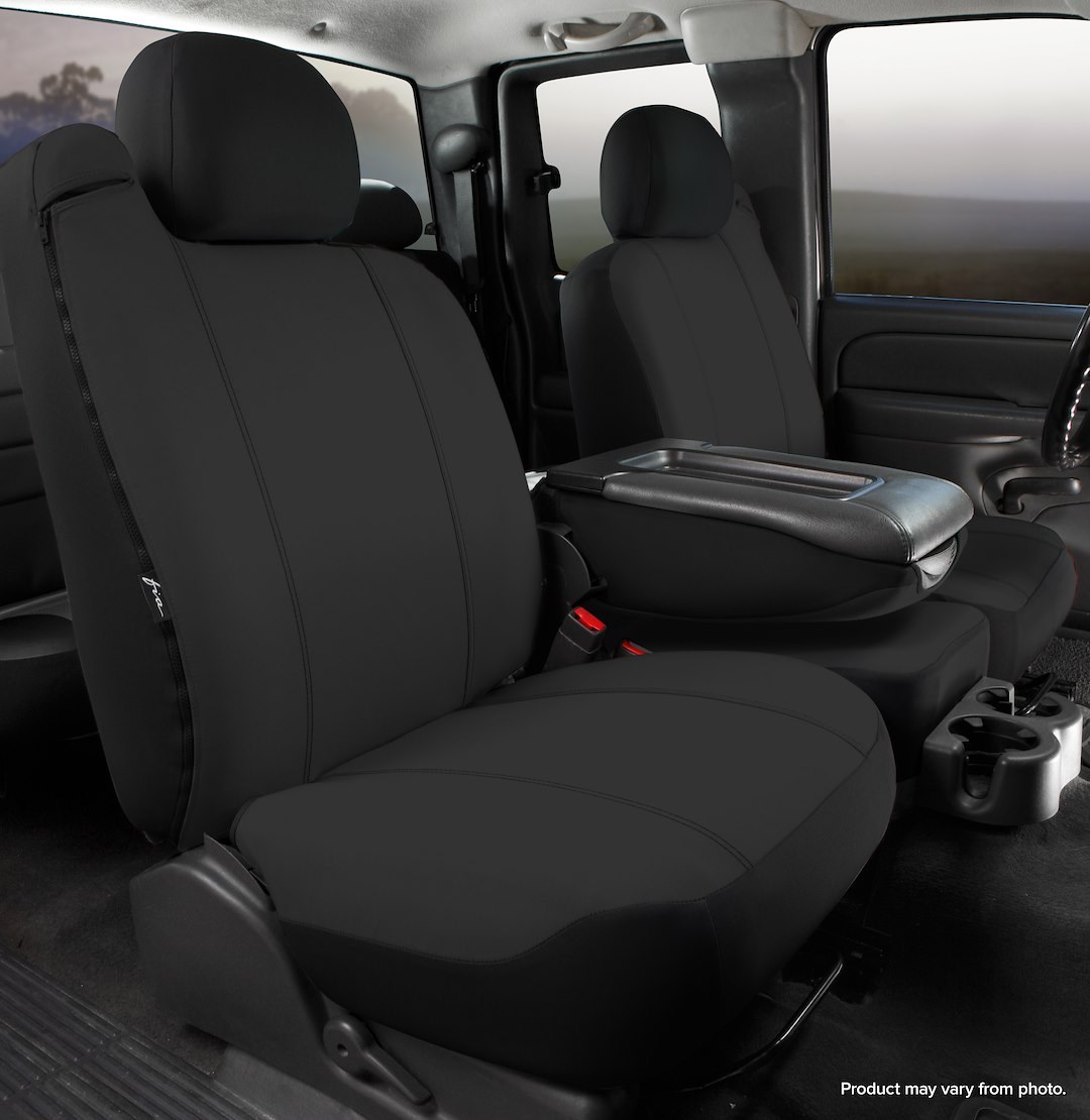 FIA Seat Cover, SP80 Series, 40/20/40 Split Bench with Adjustable Headrests, Polycotton, Charcoal Black, For One Row – SP87-17 BLACK