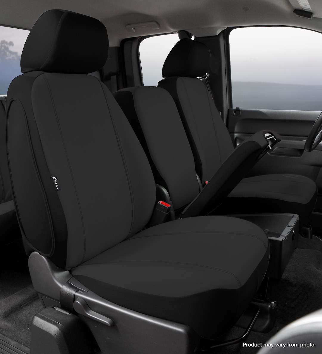FIA Seat Cover, SP80 Series, 40/20/40 Split Bench with Adjustable Headrests, Polycotton, Charcoal Black, For One Row – SP87-28 BLACK
