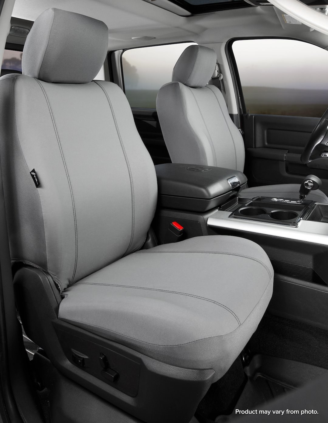 FIA Seat Cover, Seat Protector, Bucket Seat with Adjustable Headrests, Polyester, Gray, Set of 2 – SP89-48 GRAY