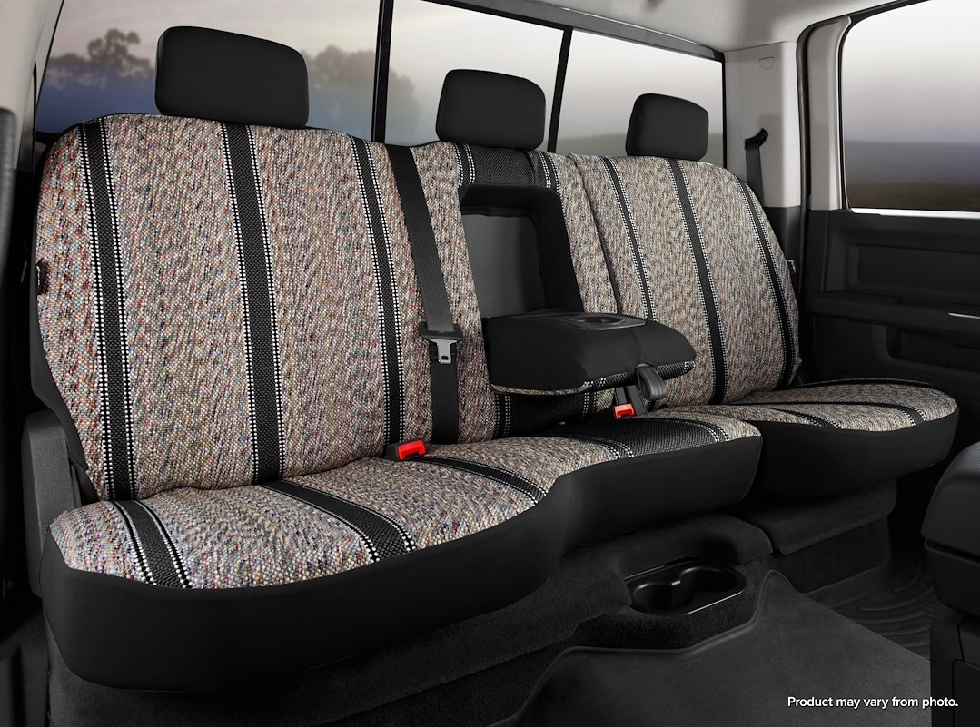 FIA Seat Cover, Wrangler, 40 Driver/ 60 Passenger Split Seat with Adjustable Headrests, Saddle Blanket, Black, For One Row – TR42-54 BLACK