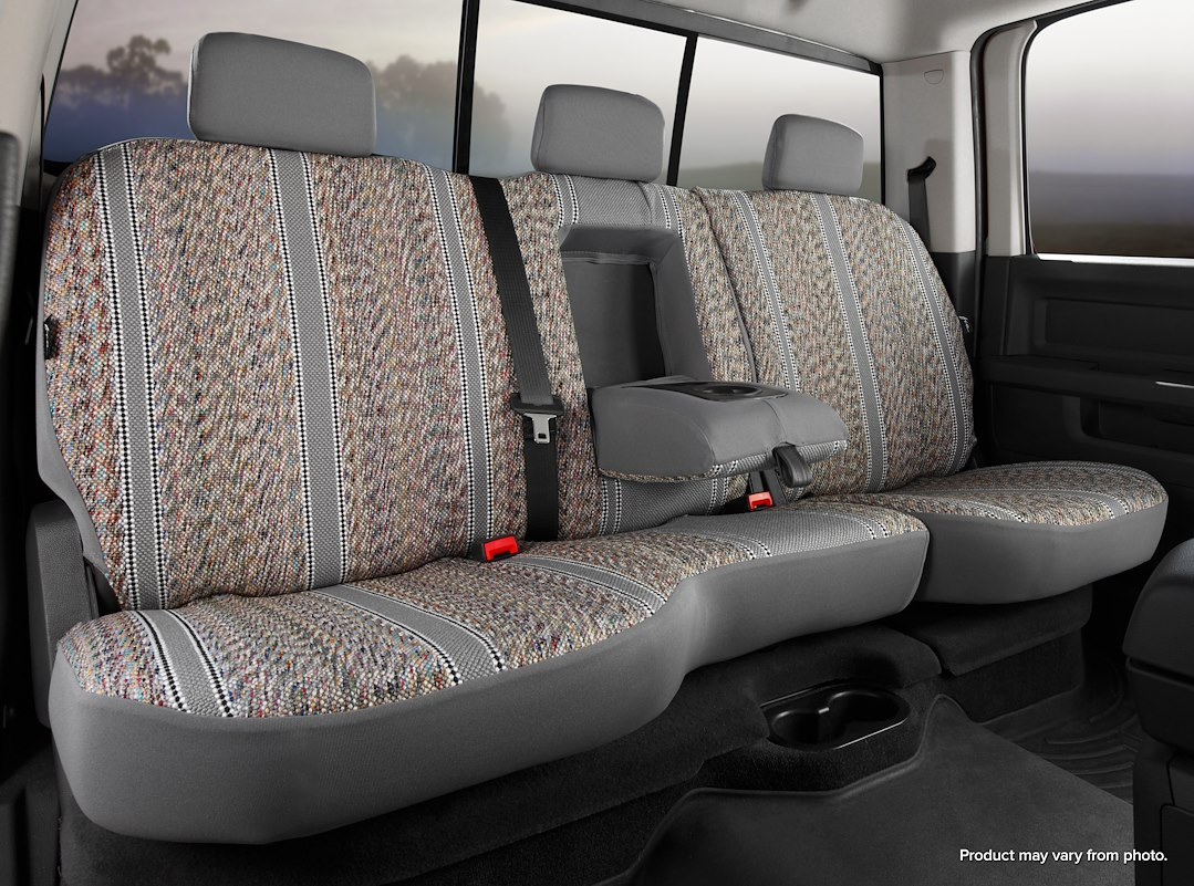 FIA Seat Cover, Wrangler, 40 Driver/ 60 Passenger Split Seat with Non-Removable Adjustable Headrests, Saddle Blanket, Gray, For One Row – TR45-2 GRAY