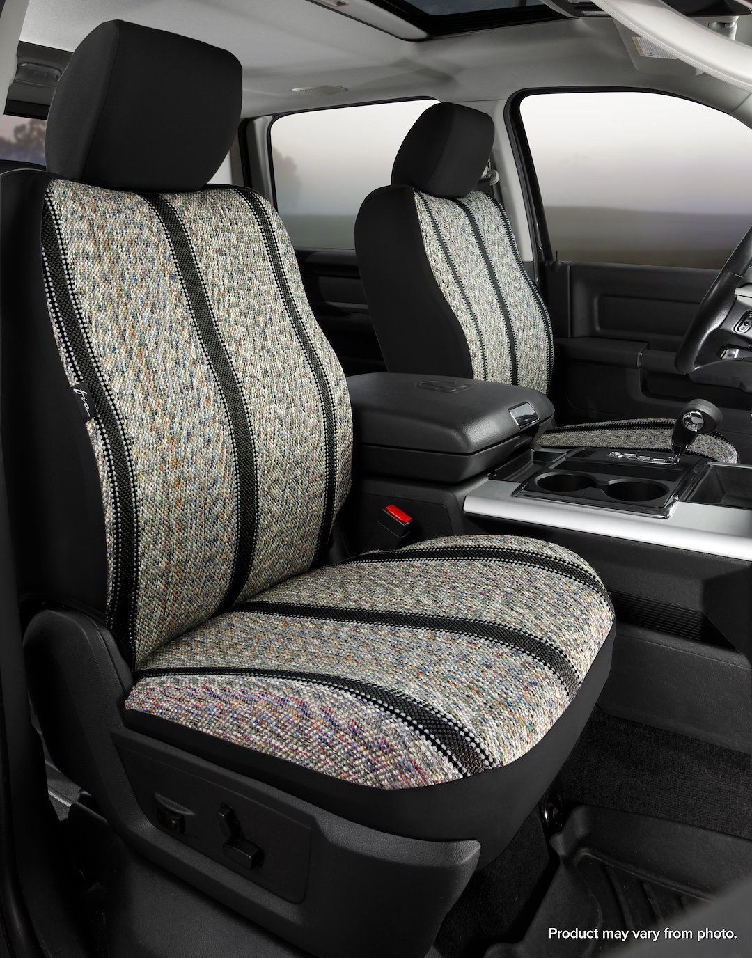 FIA Seat Cover, Wrangler, Bucket with Adjustable Headrests, Saddle Blanket, Black, Set of 2 – TR49-49 BLACK
