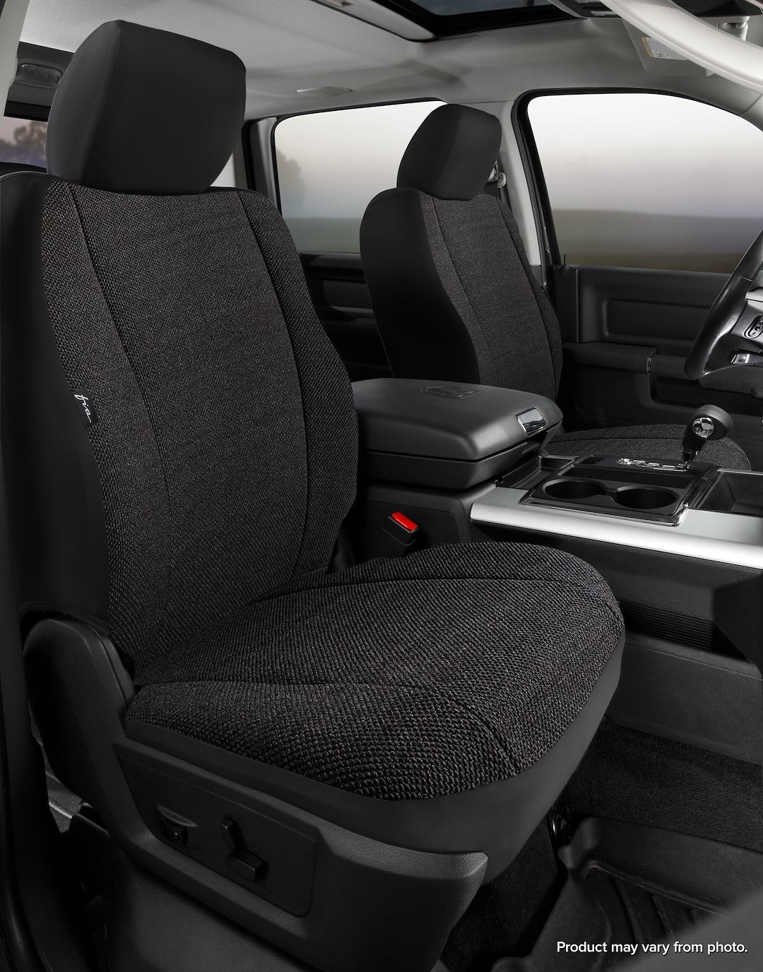 FIA Seat Cover, Wrangler, Bucket Seat with Adjustable Headrests, Saddle Blanket, Solid Black, Set of 2 – TRS49-80 BLACK