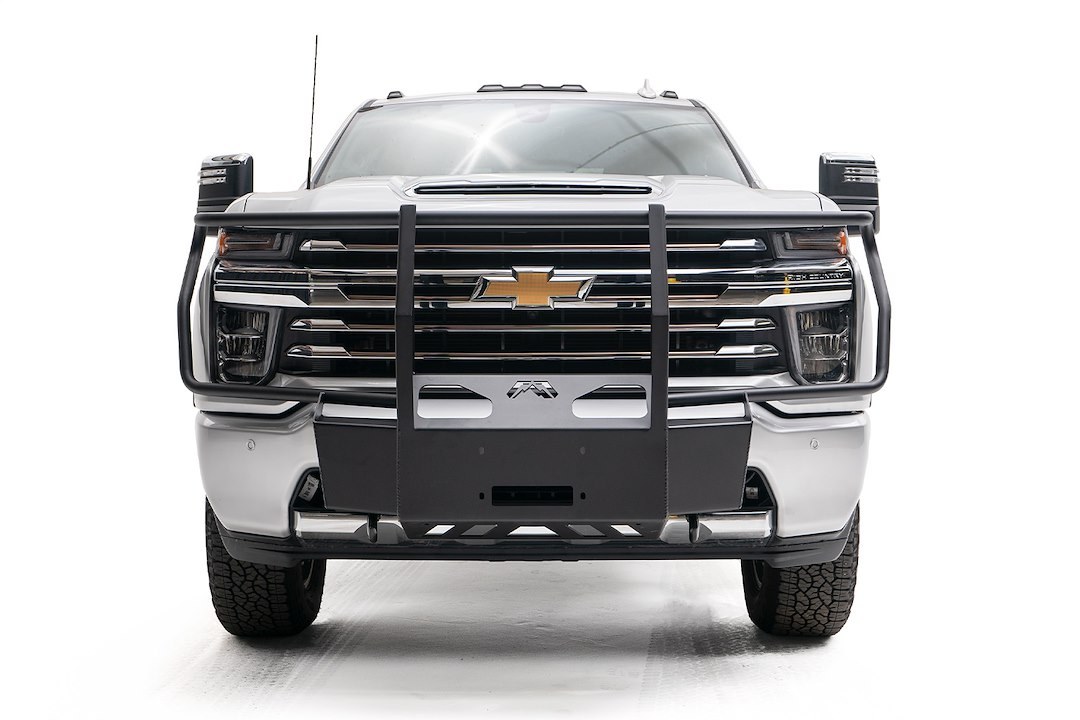 Fab Fours Winch Mount, Holds Winches 16500 Pounds or Smaller, Fixed Front Bumper Mount, Powder Coated, Black, 3/16 Inch Steel – CH20-N4970-1