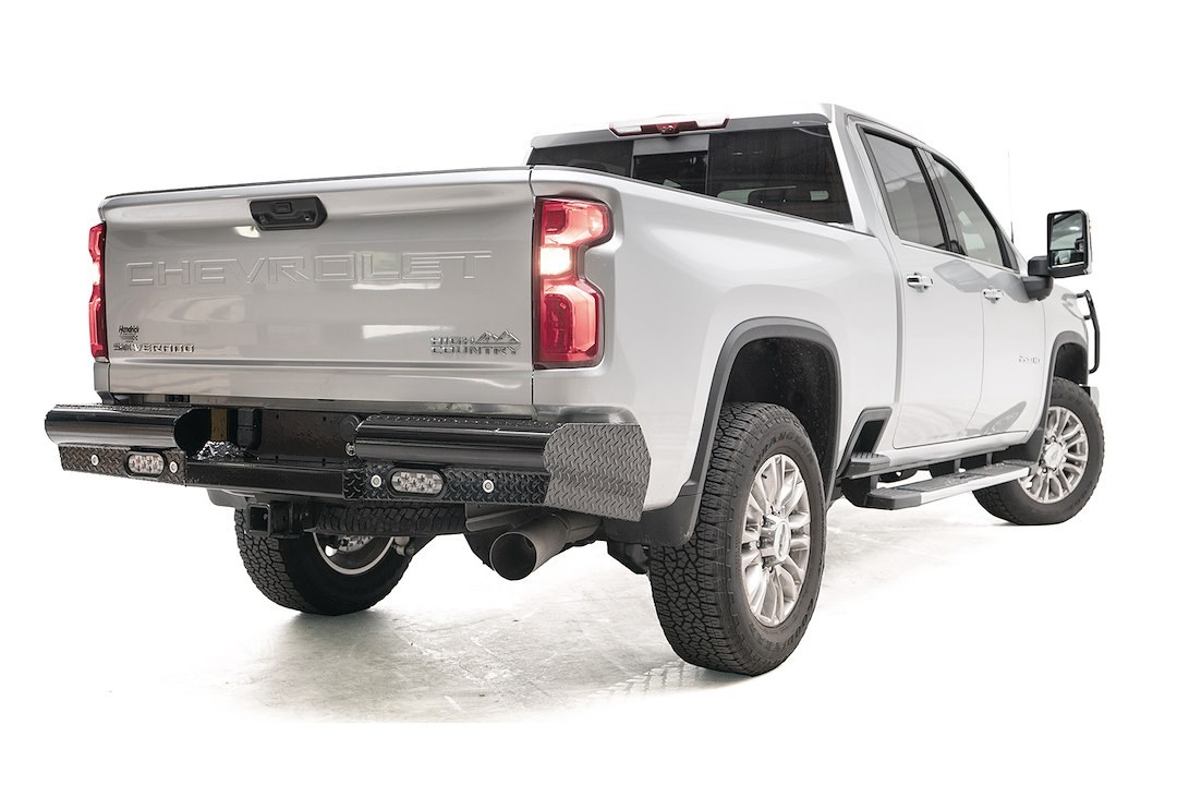 Fab Fours Bumper, Black Steel, One Piece Design, Mounting Hardware Included, With Two 6 Inch Oval LED Backup Lights – CH20-T4950-1