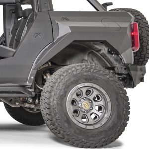 Fab Fours Fender, Powder Coated, Matte Black, Steel, Set of 4, Rear Fender Fuel Door Replacement with Magnetic Touch Latch – FB2001-1