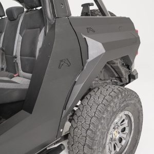 Fab Fours Fender, Powder Coated, Matte Black, Steel, Set of 4, Rear Fender Fuel Door Replacement with Magnetic Touch Latch – FB2001-1