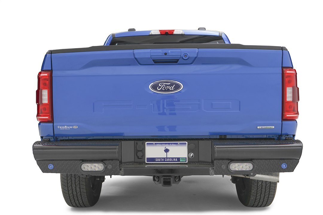 Fab Fours Bumper, Black Steel, One Piece Design, Mounting Hardware Included, With Two 6 Inch Oval LED Backup Lights – FF21-T5050-1